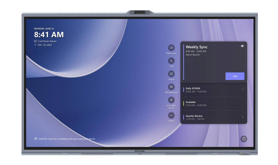 MAXHUB XBoard V7 series V865T 86" 4K Microsoft Teams Rooms Interactive Touch Display