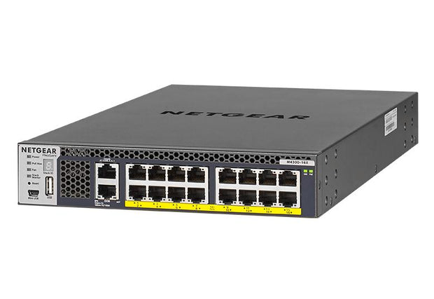 M4300-16X 16-port PoE+ Stackable Layer 3 Fully Managed Switch with 8 x 10GBASE-T/MultiGig (half width) & 600W PSU, ProSAFE Lifetime Warranty